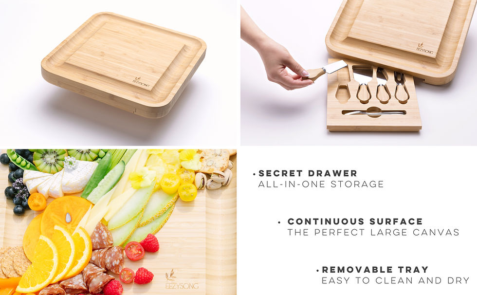 EEZYSONG Bamboo Cheese Charcuterie Board And Knife Set